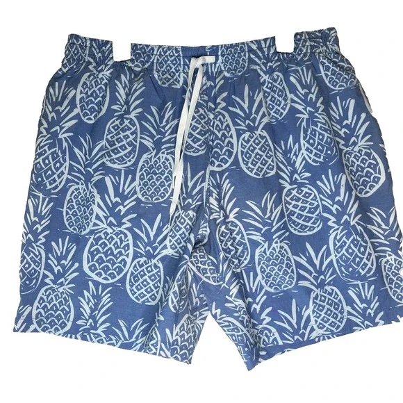 Chubbies‎ Lined Blue Pineapple Swim Trunks 7" Inseam Drawstring Pockets 2X Large - Picture 2 of 7